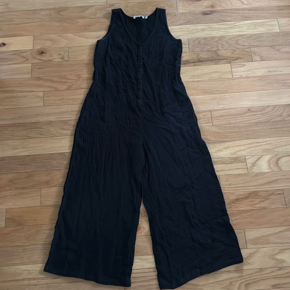 Soft Surroundings Black Sleeveless Wide-Leg Jumpsuit